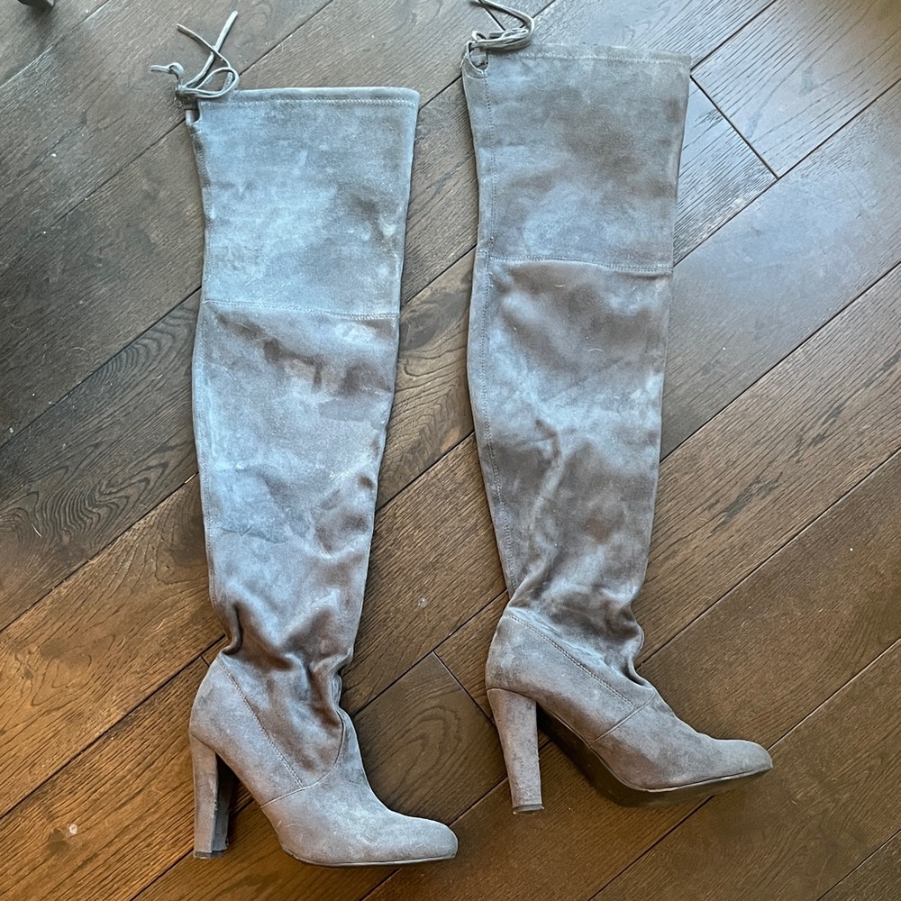 Steve Madden “Gorgeous” suede-like Gray Over-the-Knee Boot - Picture 3 of 8